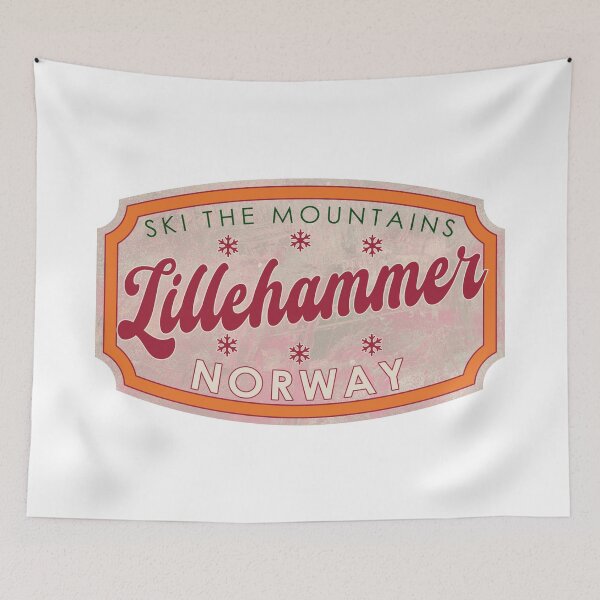 Item preview, Lillehammer, Norway, Ski, textured skiing badge designed and sold by Wanderful-roads.