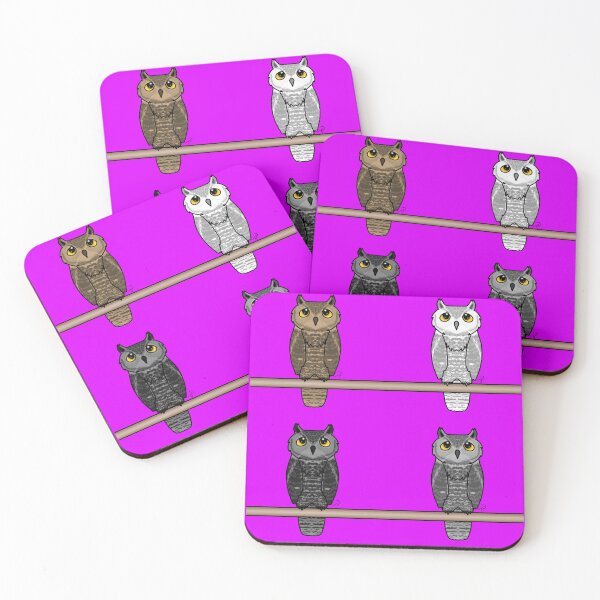 Item preview, Four Owls Perched Pattern Brown White Black Grey designed and sold by lilpoltergeist.