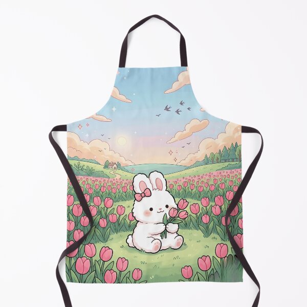 Item preview, Cute Kawaii Bunny in Tulip Field – Pastel Cottagecore Spring Rabbit Illustration designed and sold by GiftsCreek.
