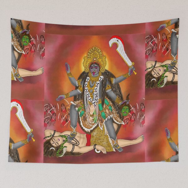 Item preview, Mahakali Sacred Drawing – Powerful Hindu Goddess Artwork designed and sold by Harshit_Digital_Arts.