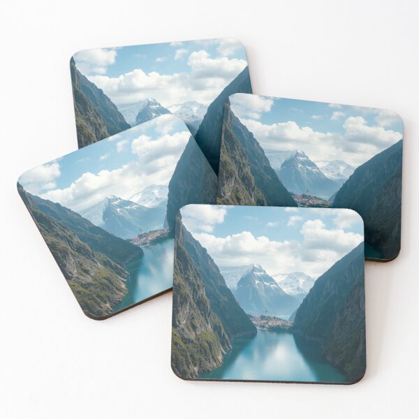 Item preview, Luxury Yachts Navigating Majestic Deep Mountain Fjord designed and sold by Jade Ado.