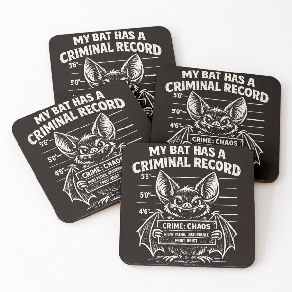 Item preview, My Bat Has A Criminal Record Funny Bat Lover Animal Humor Wildlife designed and sold by Pawsome Quotes.