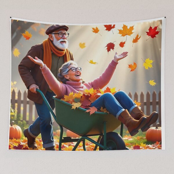 Item preview, Joyful Autumn Love Senior Couple designed and sold by PixelVibe782.