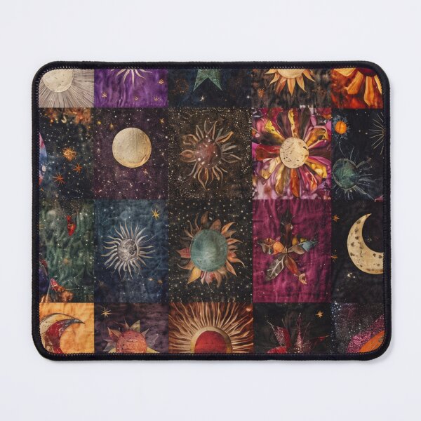 Item preview, Celestial Sun Moon Stars Patchwork | Vintage Cosmic Astrology Collage designed and sold by flowerpower999.