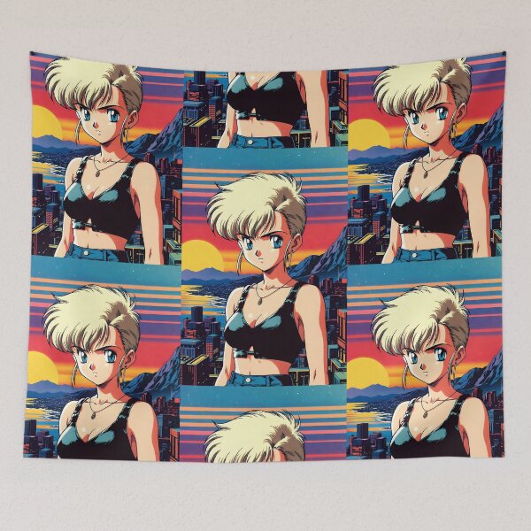 Item preview, Retro Anime Girl Short Hair Portrait designed and sold by Radnime.