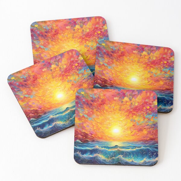 Item preview, Fantasy Dramatic Fiery Vibrant Sunset Over Ocean Waves designed and sold by DEC02.