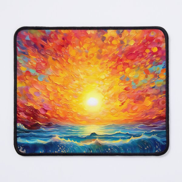 Item preview, Fantasy Dramatic Fiery Vibrant Sunset Over Ocean Waves designed and sold by DEC02.
