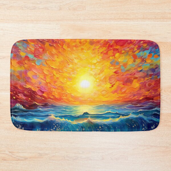 Item preview, Fantasy Dramatic Fiery Vibrant Sunset Over Ocean Waves designed and sold by DEC02.