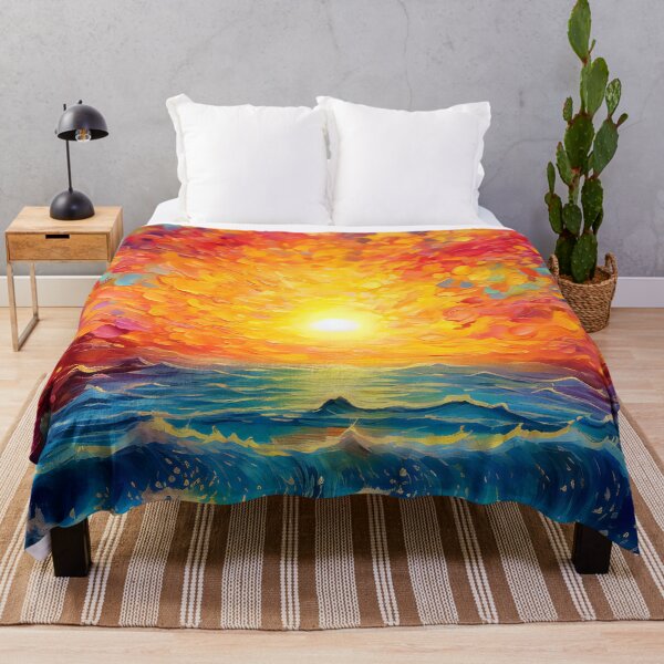 Item preview, Fantasy Dramatic Fiery Vibrant Sunset Over Ocean Waves designed and sold by DEC02.