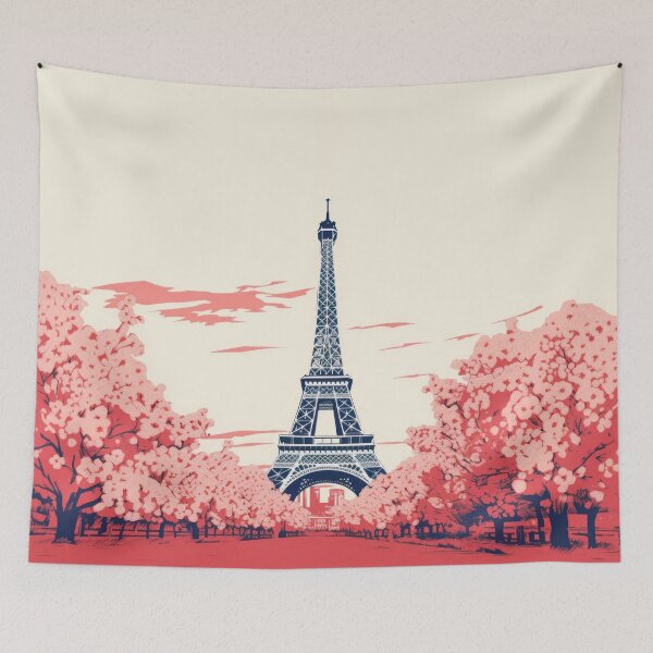 Item preview, Eiffel Tower Paris: Aesthetic illustration with cherry blossoms for France fans designed and sold by Mauswohn.