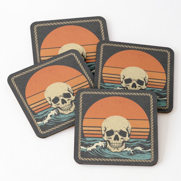 Item preview, Vintage Pirate Skull Sunset Retro 90s Surf Aesthetic designed and sold by shlepyart.