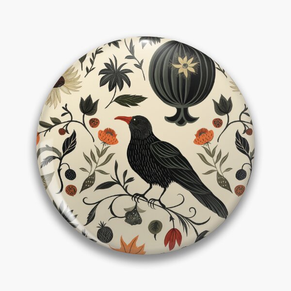 Item preview, Botanical Floral Gourd & Crow Pattern designed and sold by TheBohemianLark.