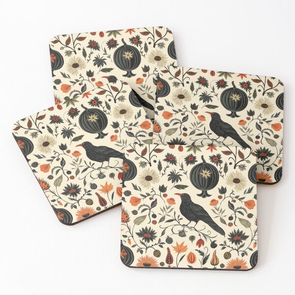 Item preview, Botanical Floral Gourd & Crow Pattern designed and sold by TheBohemianLark.