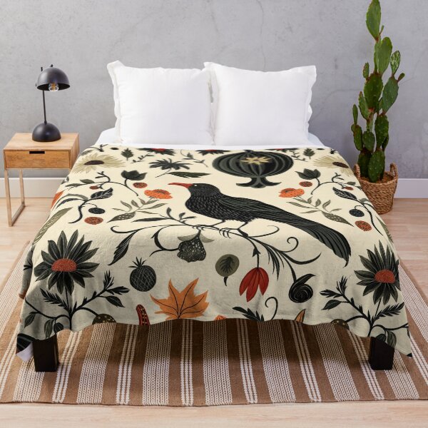 Item preview, Botanical Floral Gourd & Crow Pattern designed and sold by TheBohemianLark.