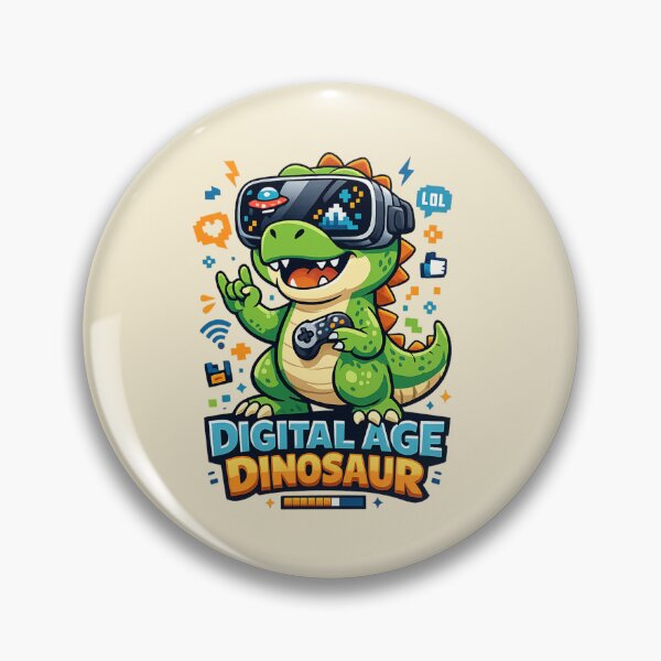 Item preview, Digital Age Dinosaur | Cute VR Gamer Dino Cartoon designed and sold by PopCulturePixel.