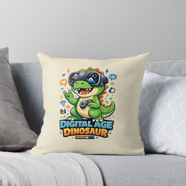 Item preview, Digital Age Dinosaur | Cute VR Gamer Dino Cartoon designed and sold by PopCulturePixel.
