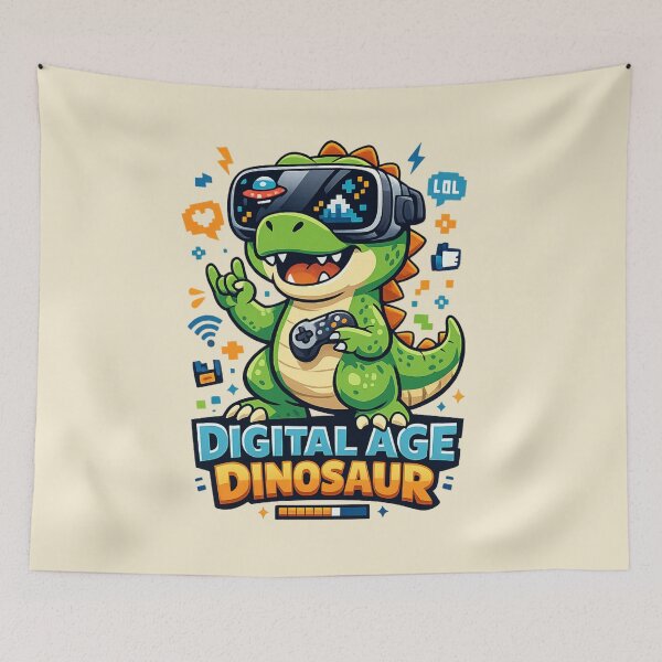 Item preview, Digital Age Dinosaur | Cute VR Gamer Dino Cartoon designed and sold by PopCulturePixel.