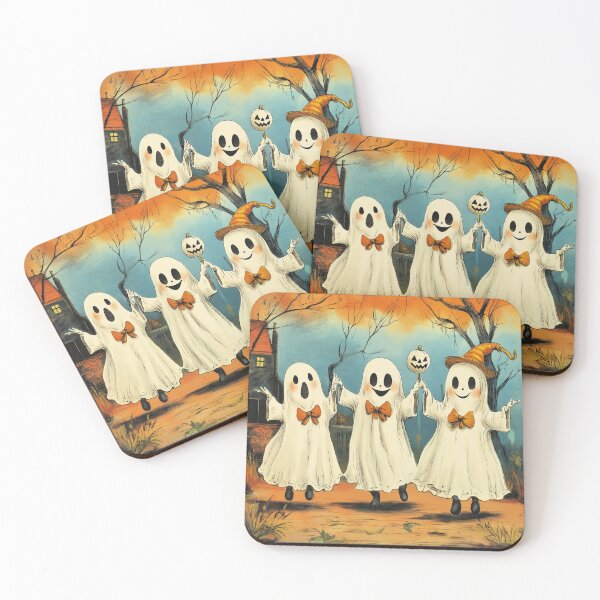 Item preview, Vintage Style Halloween Ghosts with Bowties Trick or Treating designed and sold by TheBohemianLark.