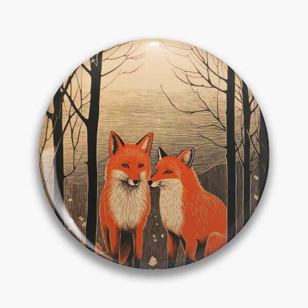 Item preview, Pair of foxes in an autumnal forest: Aesthetic nature illustration designed and sold by Mauswohn.