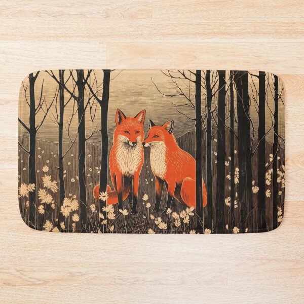 Item preview, Pair of foxes in an autumnal forest: Aesthetic nature illustration designed and sold by Mauswohn.