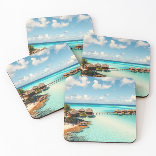 Item preview, Luxury Overwater Bungalows in Tropical Turquoise Lagoon designed and sold by Jade Ado.