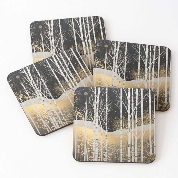 Item preview, Aesthetic birch forest at night: Elegant forest illustration with starry sky designed and sold by Mauswohn.