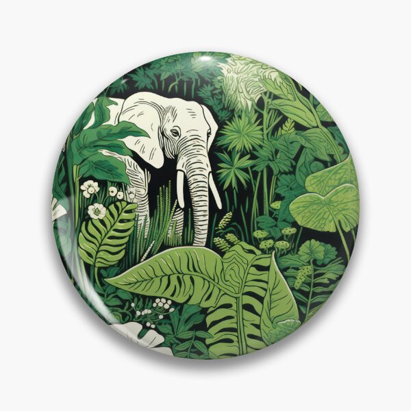Item preview, Elephant in dense jungle: Aesthetic safari illustration for nature lovers designed and sold by Mauswohn.