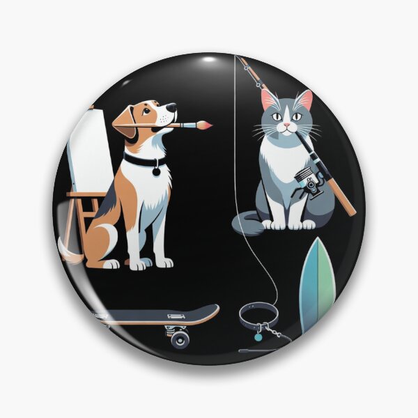Item preview, Artistic Dog & Fishing Cat - Creative Pet Hobbies Graphic designed and sold by GenZFashion000.