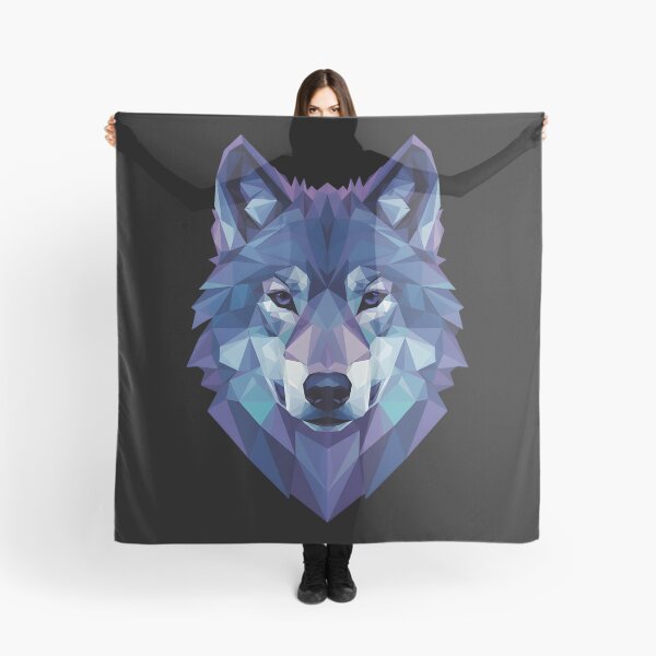 Item preview, Geometric Wolf Low Poly Art Blue Purple Wolf Head Modern Animal Design designed and sold by Jt41.
