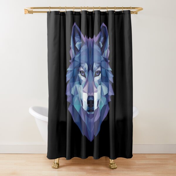 Item preview, Geometric Wolf Low Poly Art Blue Purple Wolf Head Modern Animal Design designed and sold by Jt41.