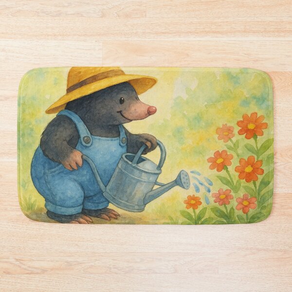 Item preview, Gardening Mole: An aesthetic watercolor illustration for nature lovers designed and sold by Mauswohn.