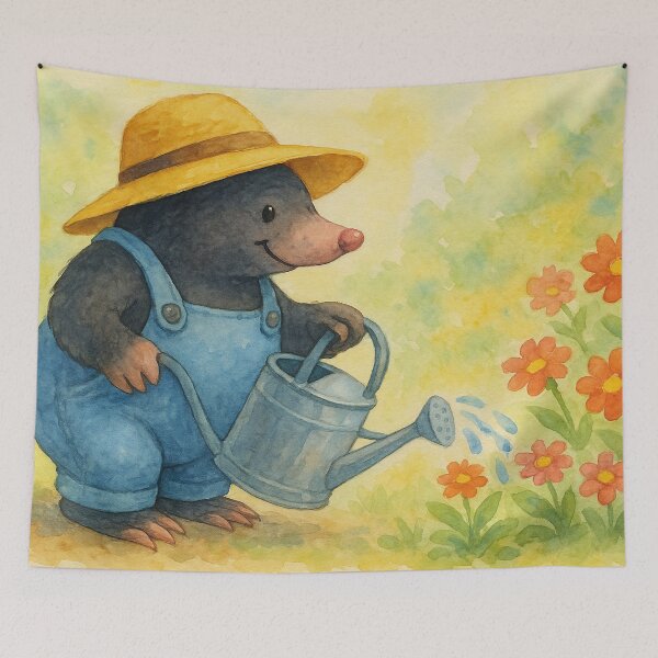 Item preview, Gardening Mole: An aesthetic watercolor illustration for nature lovers designed and sold by Mauswohn.