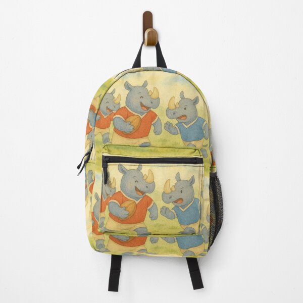 Item preview, Rhinos playing rugby: Aesthetic watercolor illustration for little athletes designed and sold by Mauswohn.