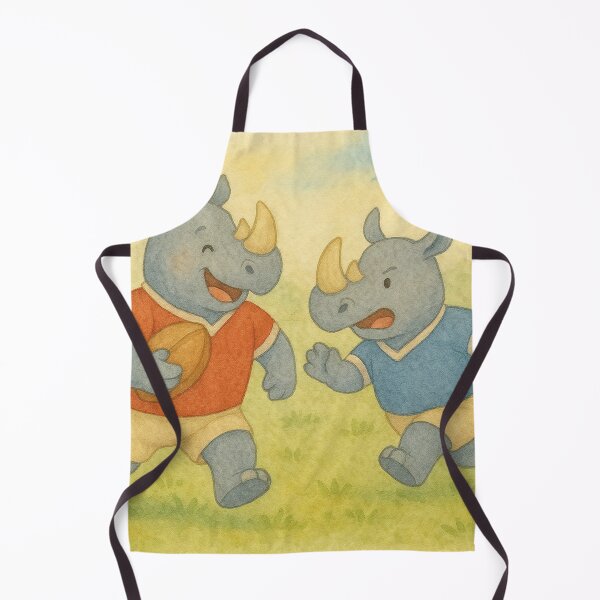 Item preview, Rhinos playing rugby: Aesthetic watercolor illustration for little athletes designed and sold by Mauswohn.