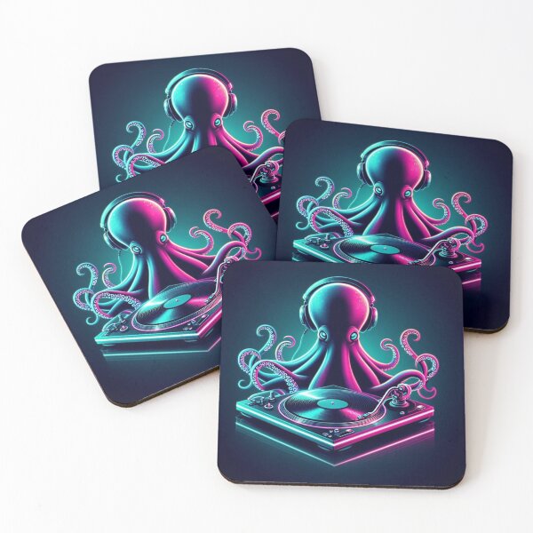 Item preview, DJ Octopus – Neon Music Vibes Illustration designed and sold by Dogandesighn.