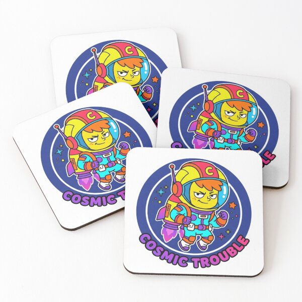 Item preview, Cosmic Trouble – Space Punk Cartoon Hero Sticker designed and sold by Imaginarium of Chaos falcon88 .