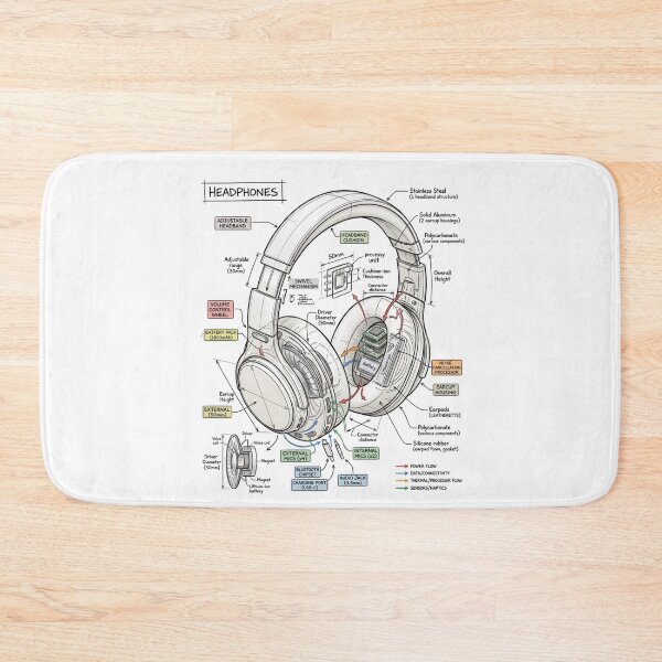 Item preview, Music Headphones - Technical Drawing designed and sold by Rhu Creations.