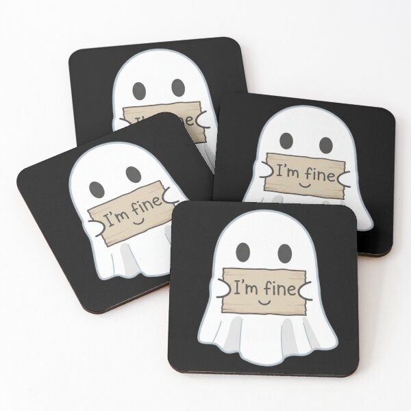 Item preview, I’m Fine Ghost – Cute & Emotional Cartoon Design designed and sold by Dogandesighn.