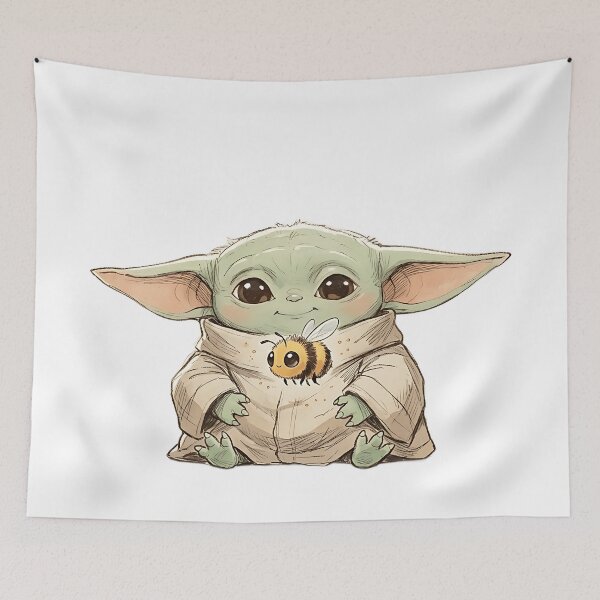 Item preview, BABY YODA WITH A CUTE BEE designed and sold by LIS AND MELIVERSO.