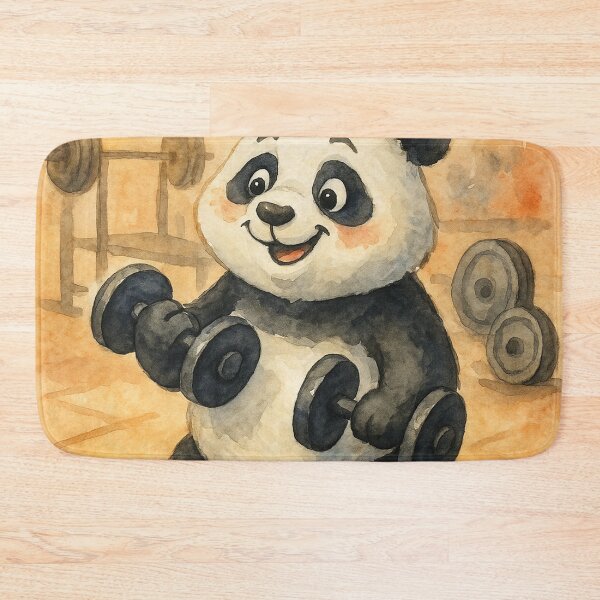 Item preview, Panda strength training: Aesthetic watercolor illustration for fitness fans designed and sold by Mauswohn.