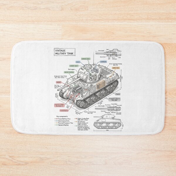 Item preview, Vintage Military Tank - Technical Drawing designed and sold by Rhu Creations.