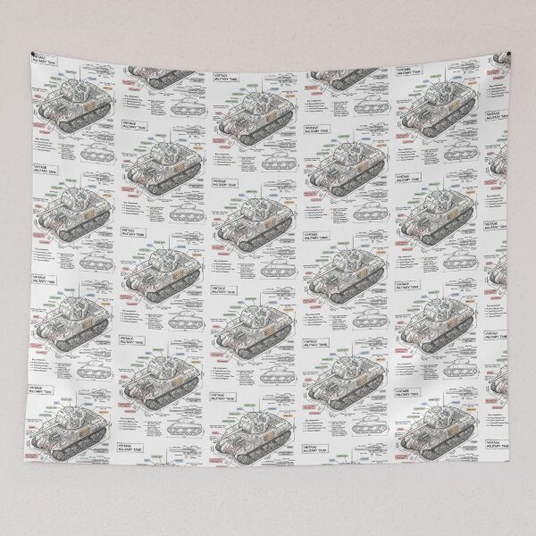 Item preview, Vintage Military Tank - Technical Drawing designed and sold by Rhu Creations.