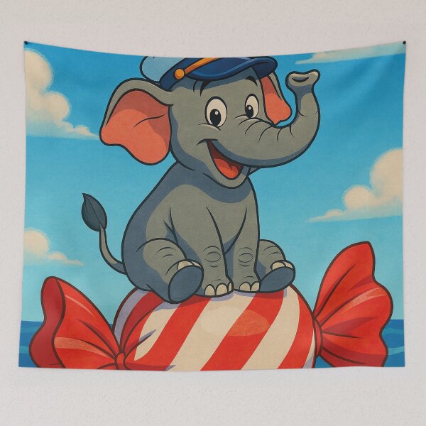 Item preview, Little elephant captain on a candy: Aesthetic children's room illustration designed and sold by Mauswohn.