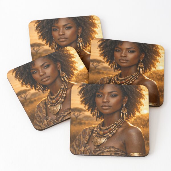 Item preview, African Sunset Queen – Golden Savanna Cinematic Portrait Poster designed and sold by SEIMEI2025.