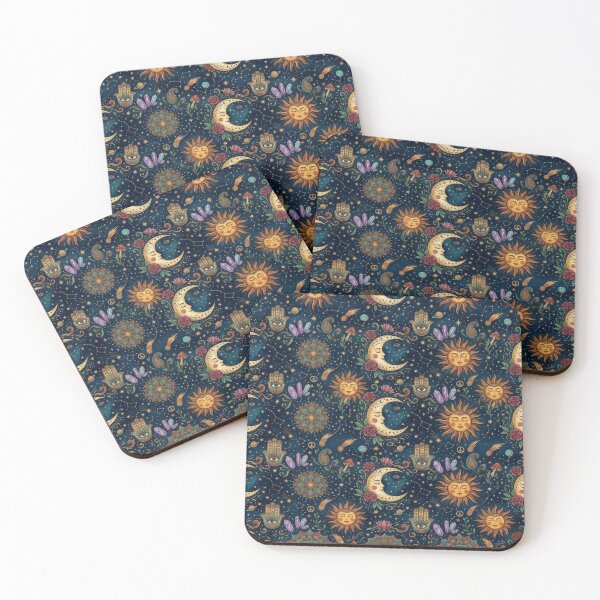 Item preview, Celestial Sun Moon Stars Patchwork | Vintage Cosmic Astrology Collage designed and sold by flowerpower999.