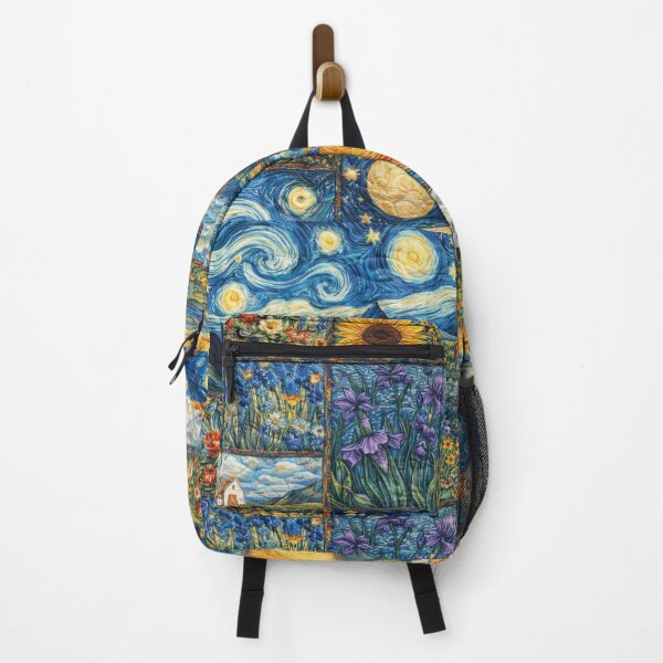 Item preview, Starry Night Countryside Mosaic | Sunflower Fields & Cottage Landscape | Post-Impressionist Art Collage designed and sold by flowerpower999.