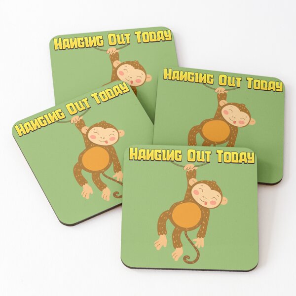 Item preview, Hanging Out Today Funny Monkey Tshirt – Cute Hanging Monkey Cartoon Pun Design designed and sold by Yesss-Mau.