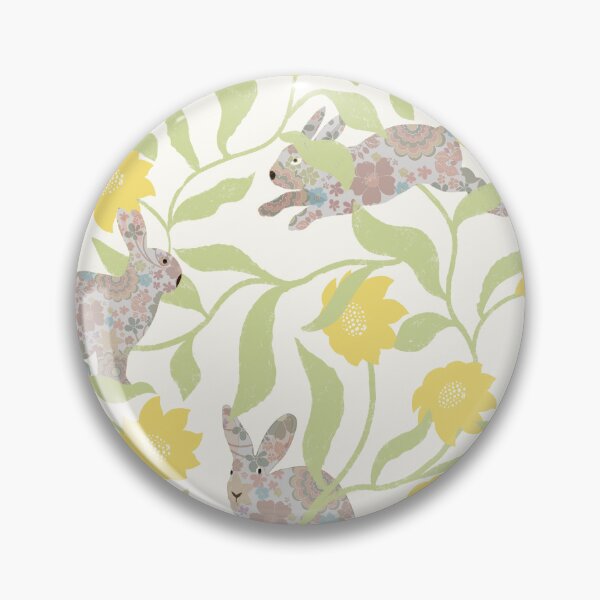 Item preview, Playful rabbits and flowers - cute bunnies in a garden - yellow and greenn designed and sold by ahahdodo.