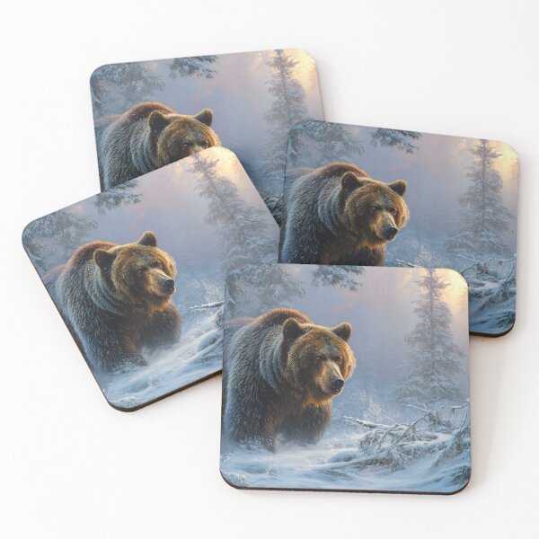 Item preview, Majestic Grizzly Bear in a Serene Winter Forest designed and sold by Artessie.