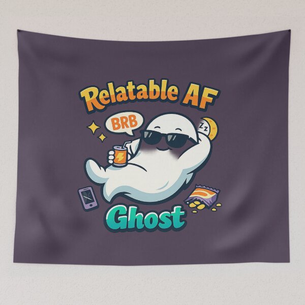 Item preview, Relatable AF Ghost | Cute Sarcastic BRB Meme Aesthetic illustration designed and sold by PopCulturePixel.